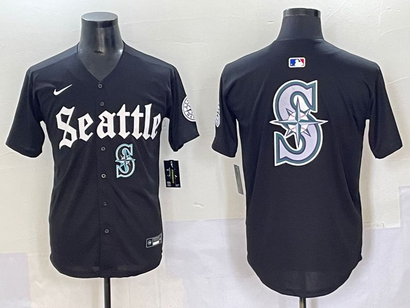 Men 2025 Seattle Mariners Blank black Five generations Joint Name Nike MLB Jersey style 14